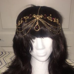 Gold and burgundy head piece